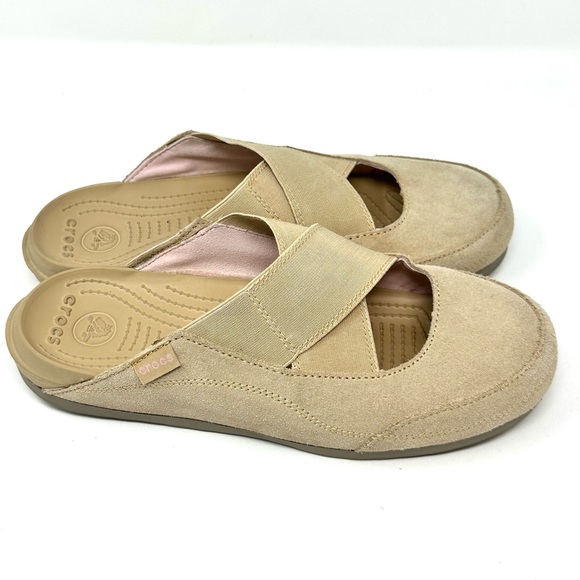 Crocs Edie Crossover Suede Slip On Mary Jane Mules Shoes Women Sz 9 - Picture 1 of 6